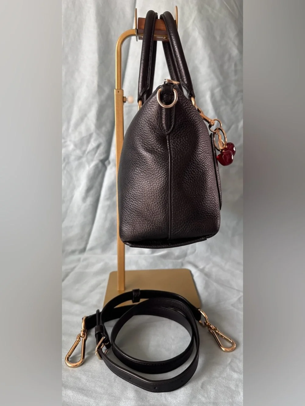 COACH Mini Emma Satchel (F31466) Pebbled Leather with Cherry Charm - Picture 4 of 13